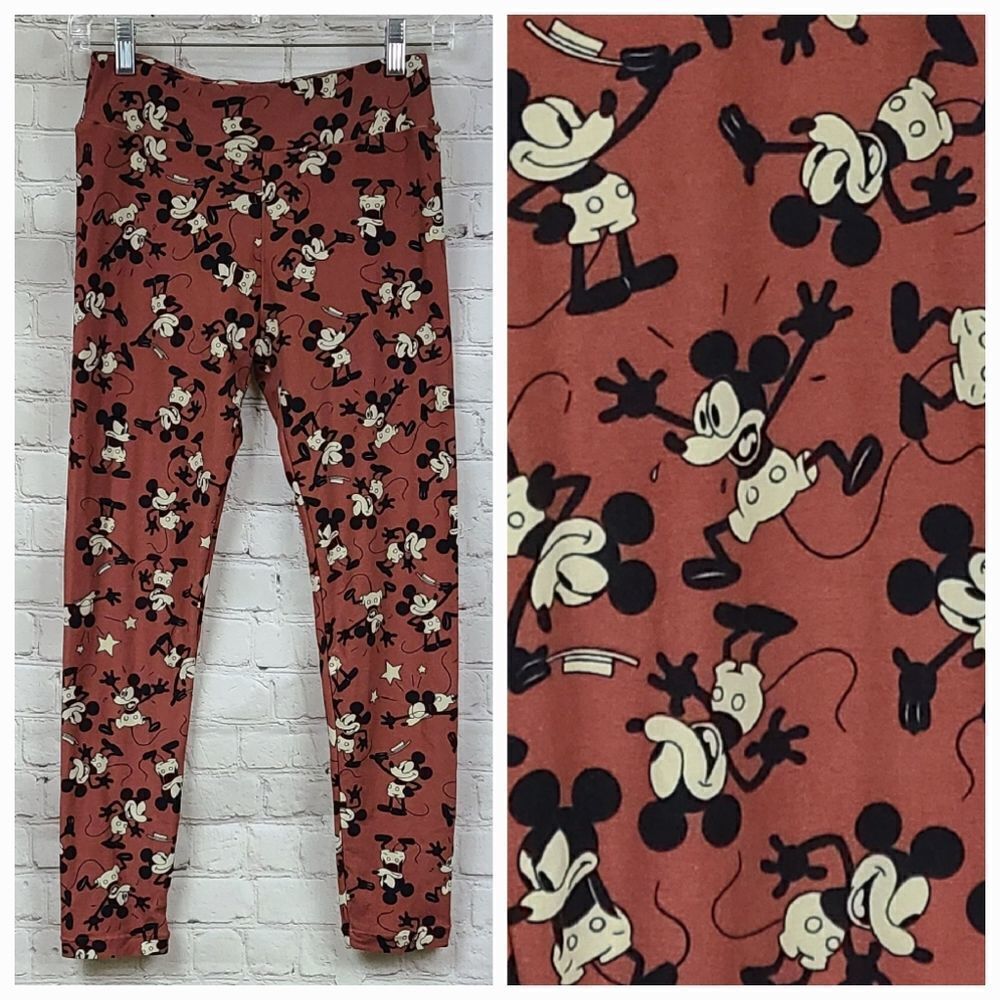 Disney Mickey Mouse Buttery Soft Leggings Vintage Allover Print One Size LuLaRoe